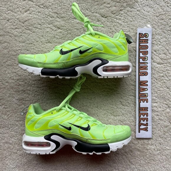 [US 5Y] NIKE AIR MAX PLUS SE GS Double Swoosh Lime Blast Green Running Shoes - Picture 2 of 10